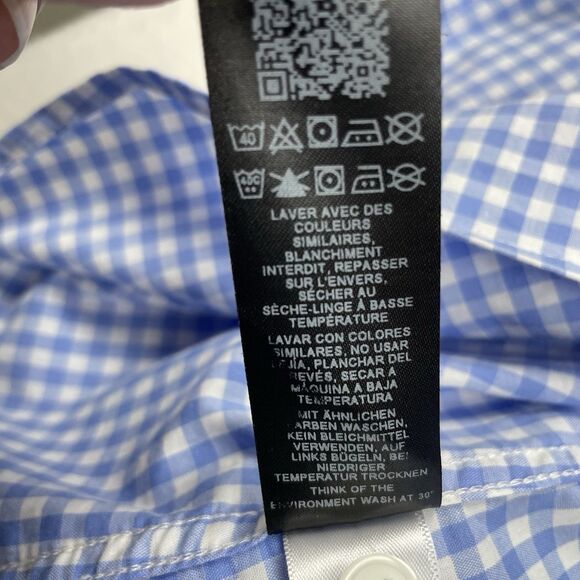 asos Men’s Long Sleeve Button Up Shirt Gingham Blue/White-L - Picture 11 of 12